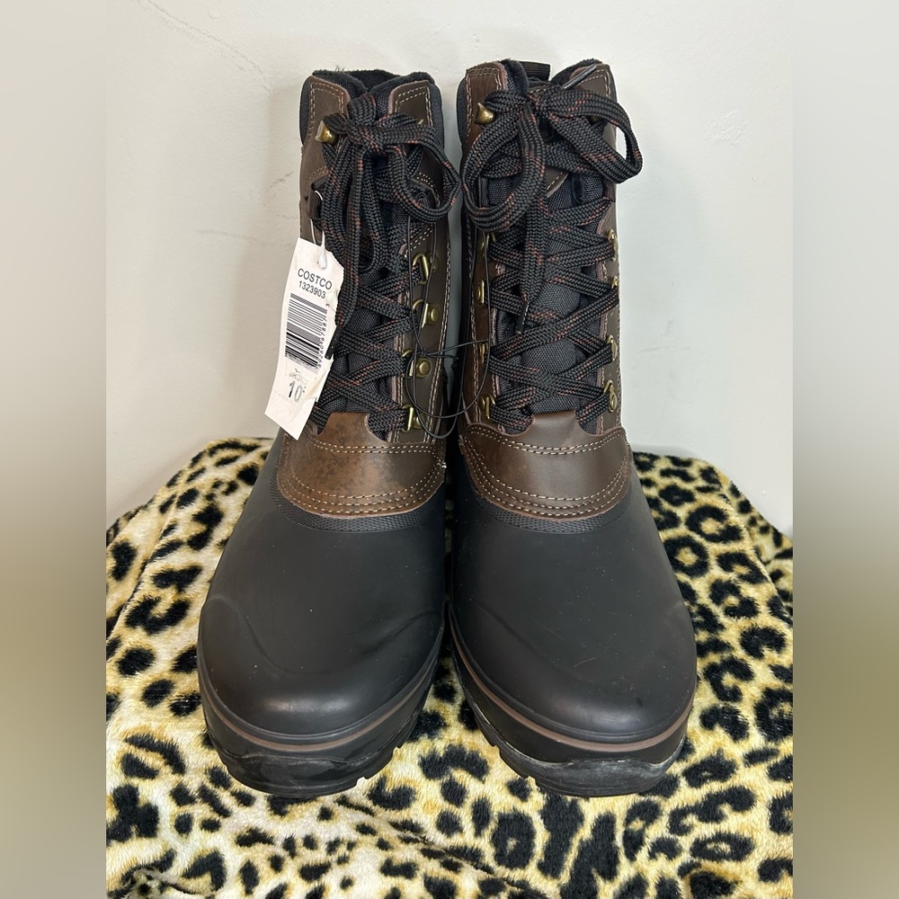 Khombu Kenny Men’s 10 Brown Black Insulated Winter Snow Boots NWT